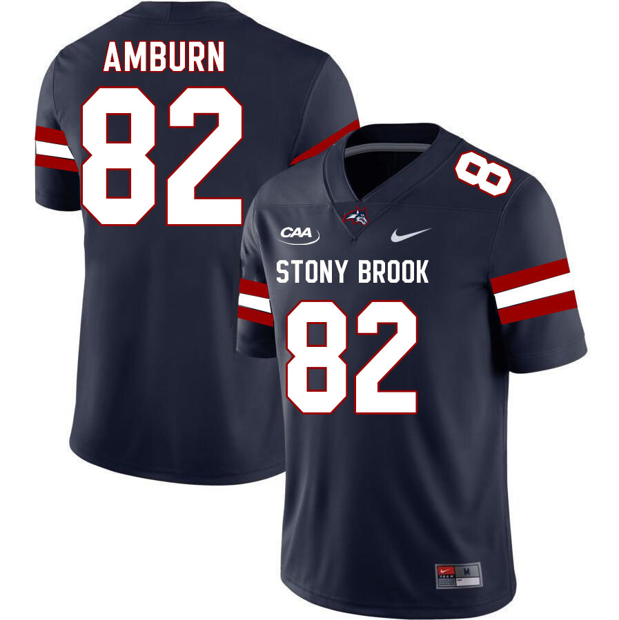 Stony Brook Seawolves #82 Jacob Amburn College Football Jerseys Stitched Sale-Navy
